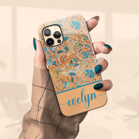 Custom Name Botanical Oriental Flowers iPhone Case